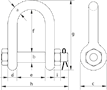 G-4553 Green Pin Dee Shackles Technical Drawing